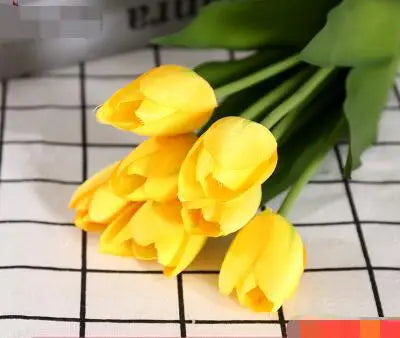 Wedding decoration silk flower single flower tulip artificial flower fake flower bouquet PU feel flower living room decoration d