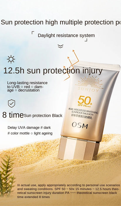 TT OSM Sunscreen Pearl Zero-Sense Whitening Sunscreen Isolation Female Facial UV Protection Lightweight Flagship Store Authentic