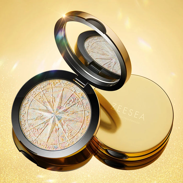 GY Aurora Dream Highlight Colorful Diamond Glitter Thin and Glittering Champagne Gold Fairy Contour Compact Highlighter Powder