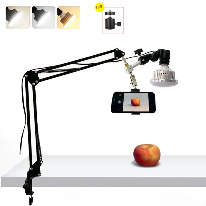 Live Photography Photo Studio 85W LED Fill Light with Suspension Arm Bracket Stand Kits For Desktop Phone Photo Video Shooting