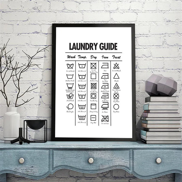 Laundry Today Room Wall Decor Laundry Symbols Guide Art Canvas Painting  Print Poster Laundry Room Wall Picture Decoration YX138