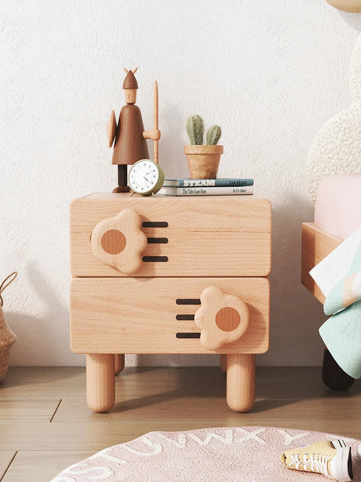 TT Cat's Paw Children's Bedside Table Cartoon Small Mini Bedside Cabinet Locker Creative Solid Wood Storage Cabinet Girl Chest