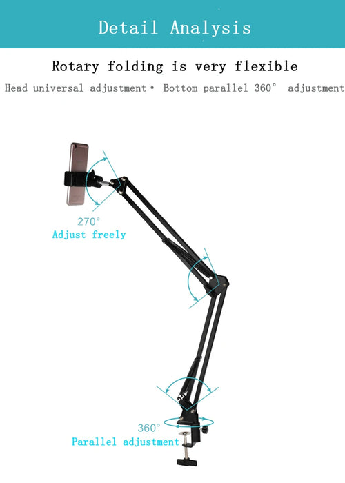 Photo Shooting Studio Selfie Arm Stand Mounting Bracket Adjustable Table Suspension Clip Holder Live Phone Photography