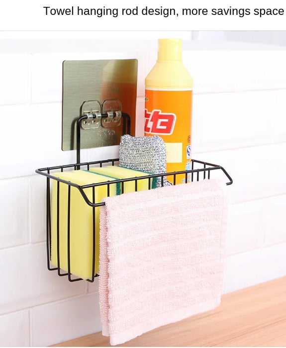 zq  Kitchen Drain Basket Iron Dishcloth Storage Rack Wall Hanging Multi-Functional Hanging Basket Free Shipping