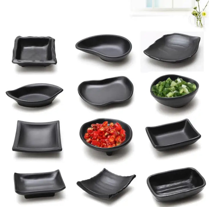 Melamine Black Dipping Soy Sauce Dishes Sushi Wasabi Doufu Snack Plate Japanese Restaurant Dining Dinnerware SN1208