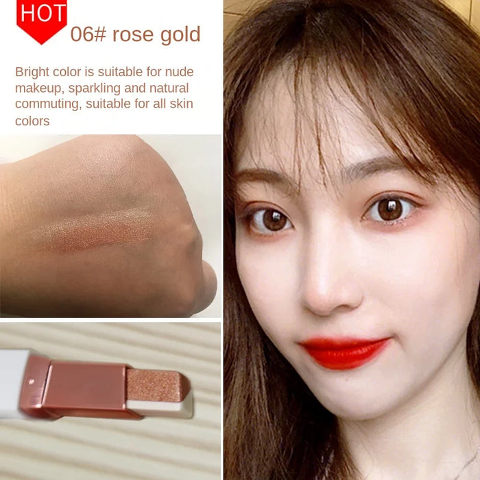 TT Two-Color Lazy Eye Shadow Stick Female Waterproof Not Smudge Beginner One Touch Molding Shimmer Eyeshadow Earth Color