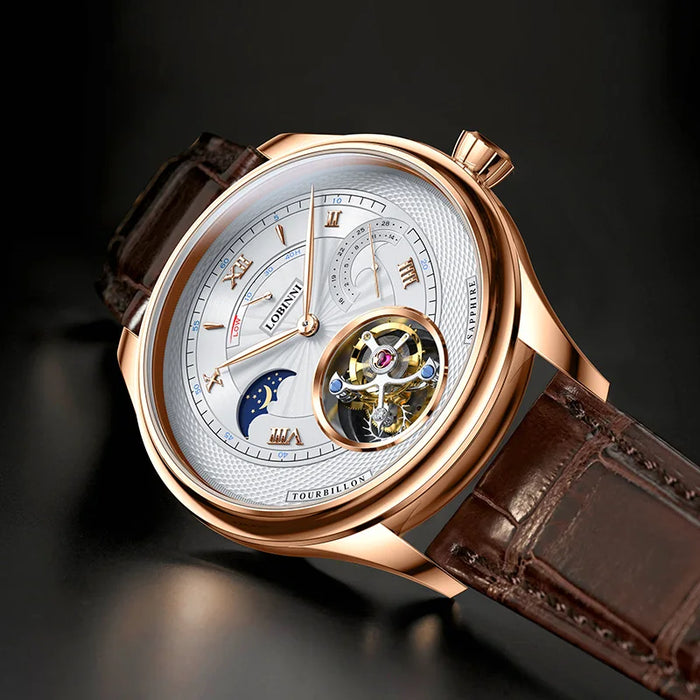 Switzerland Brand Tourbillon Mechanical Men Wristwatches Leather Strap Skeleton Male Watch Waterproof 50M Male clock