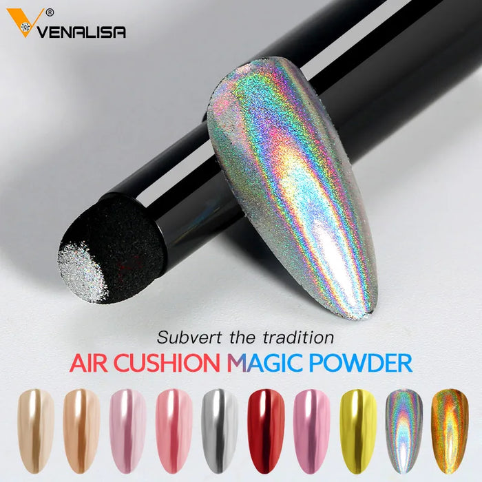 10pcs/kit Nail Holographic Mirror Effect Laser Chrome Pigment Powder Enamel Gel Gold Silver Metal Full Coverage Powder Set