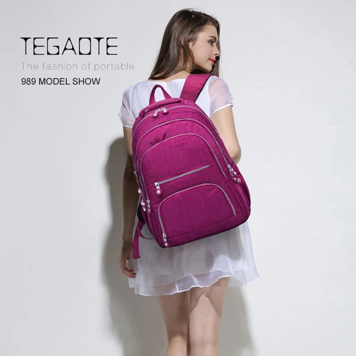 TEGAOTE Mochila Feminina Nylon School Bags for Girls 2024  Nylon Waterproof Travel Back Packs Bag Women Laptop Bagpack