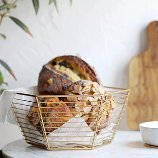 Rose Gold Hexagon Metal Storage Basket Scandinavian Living Room Fruit Bread  Nordic Simple Sundries Organizer Decor
