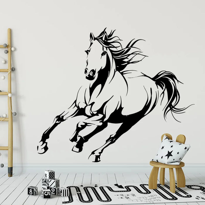 Large Running Horse Wall Sticker Living Room Bedroom Wild Animal Unicorn Horse Wall Decal Kids Room Vinyl Decor