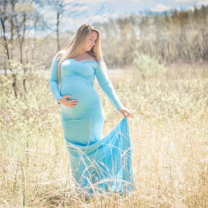 Long Sleeve Maxi Maternity Dress for Photography Props Elegant Pregnancy Clothes Pregnancy Dress Pregnant Photo Shoot Clothing