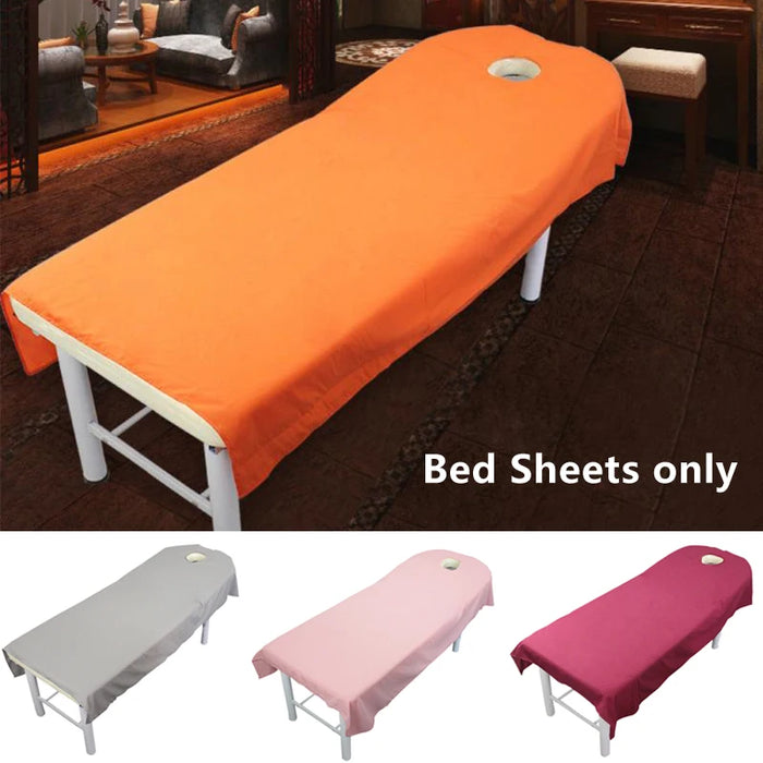 80cm*190cm Beauty Bedsheet Cosmetic Salon Sheets Spa Massage Treatment Polyester Table Cover Sheet with Hole Home Textile