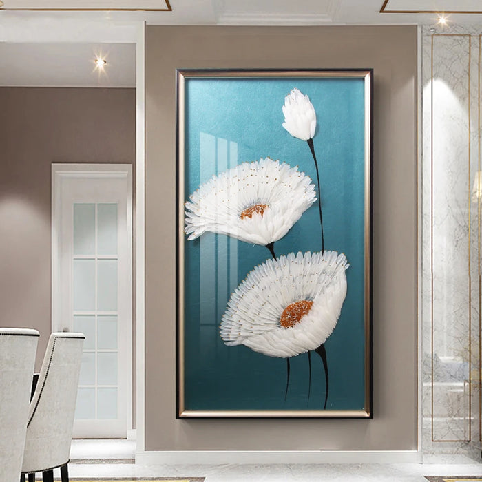 CX Entrance Decoration Mural Bedroom Light Luxury and Simplicity Modern Three-Dimensional Handmade Feather Decorative Painting