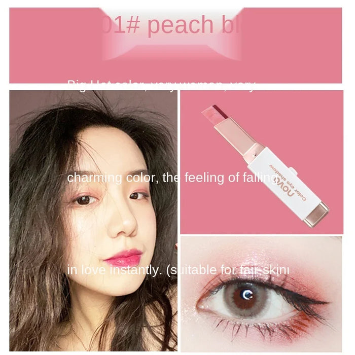 TT Two-Color Lazy Eye Shadow Stick Female Waterproof Not Smudge Beginner One Touch Molding Shimmer Eyeshadow Earth Color