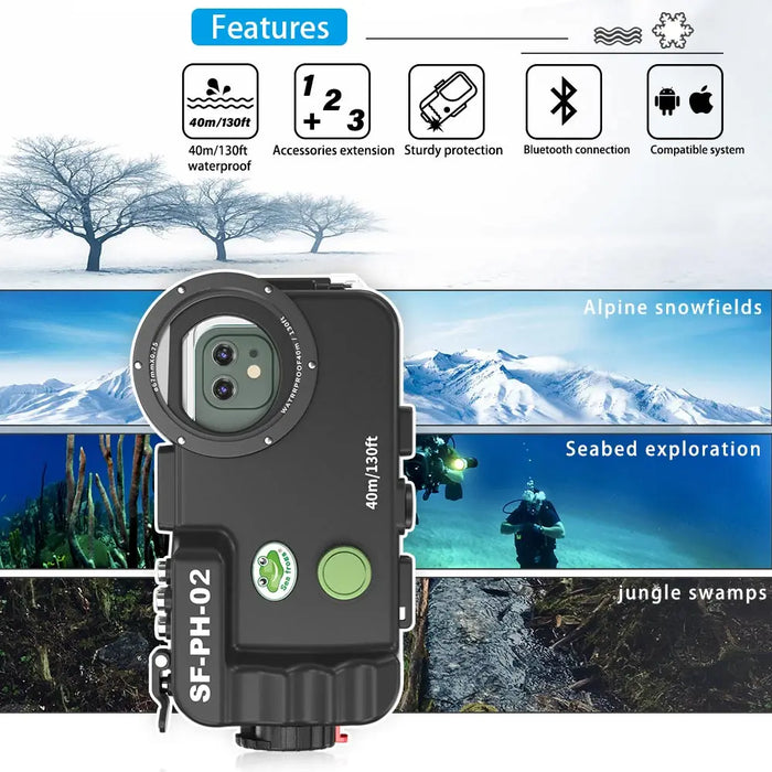 Seafrogs Waterproof Cell Phone Case For iPhone 15 15 Pro 13 14 Pro 12 14 Pro Max 13 14 Mini 40M Underwater Shell Protection Bag