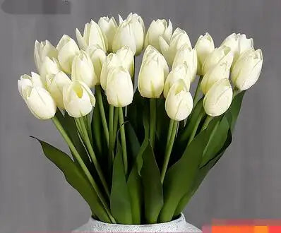 Wedding decoration silk flower single flower tulip artificial flower fake flower bouquet PU feel flower living room decoration d