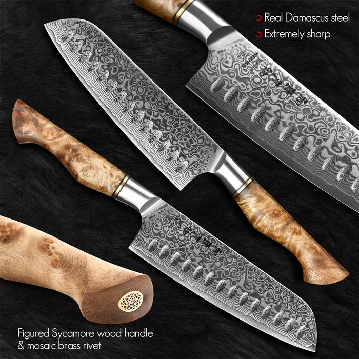 HEZHEN Kitchen Knife Set 1-7PC Damascus Steel knives Chef Knife Kitchen Accessories Professional Chef knives Cooking Tools