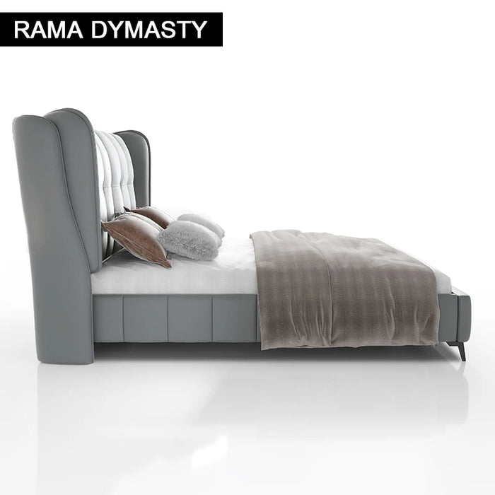 RAMA DYMASTY genuine leather soft bed modern design bed bett, cama fashion king/queen size bedroom furniture