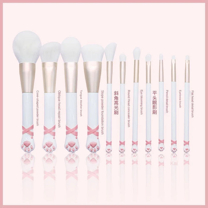 Cy Flower Know Makeup Brush Brush Suit Eye Shadow Blush Super Soft Makeup Brush White Cat Style Free Shipping