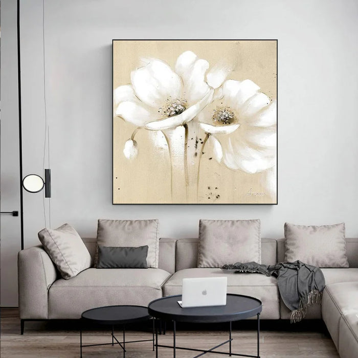 Large Flowers Canvas Art Wall Paintings Home Decor White Abstract Flowers Art Prints Modern Pictures For Living Room Cuadros