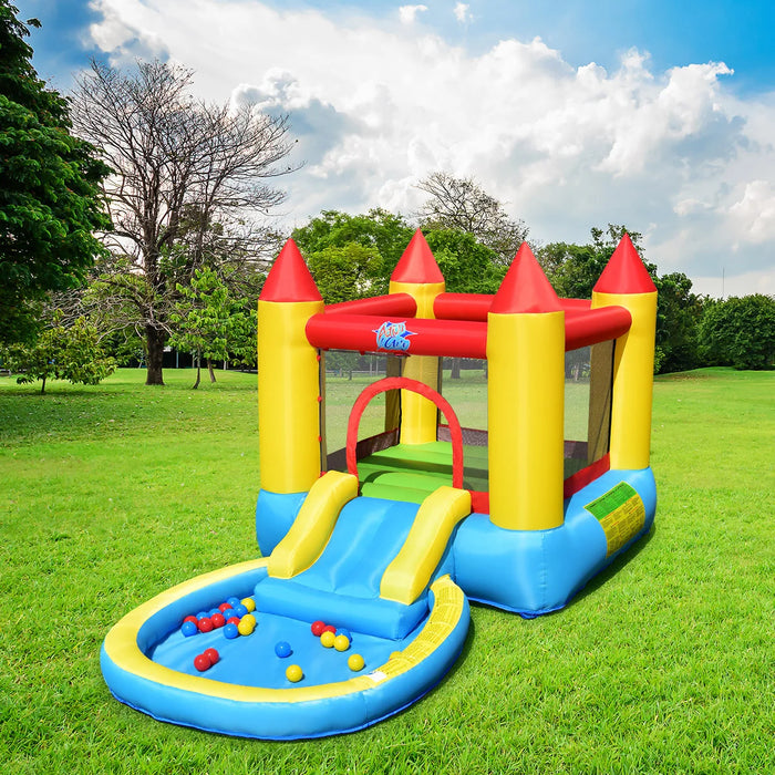 Inflatable Bounce House Kids Slide Jumping Castle Bouncer w/ balls Pool & Bag