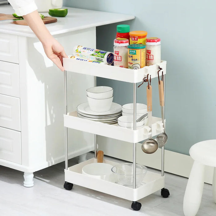 2021 New Upgrade thicker material Multi-layer Storage Cart Rolling Wheels Kitchen Bathroom Organizer Household Rack Mobile Shelf