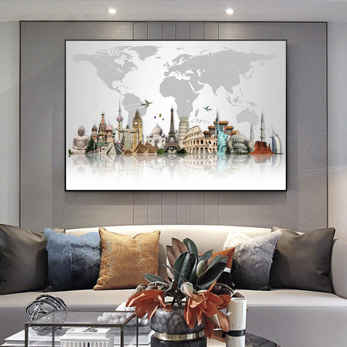 World Famous Building Wall Canvas Art High-quality Posters and Prints Art Painting Art Pictures for Living Room Home Decoration