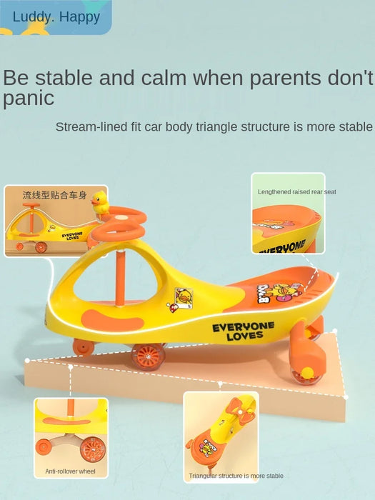 TT Swing Car Children 1 Year Old 3 Anti-Rollover Baby Men and Women Sliding Walking Adults Can Sit Universal Wheel Luge