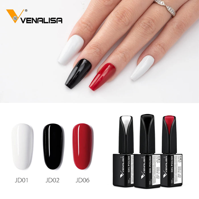 3pcs/kit Venalisa 15ml Nail Gel Polish Square Bottle Nail Salon Professional Nail Manicure Great Cover Gorgeous Glitter Color