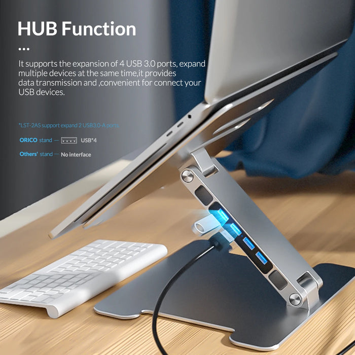 ORICO Laptop Stand with USB HUB SD Ports Aluminum Foldable Laptop Cooling Computer Stand for MacBook