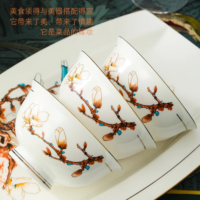 Guci Bowl and dish set  Chinese Jingdezhen Ceramic European bone china tableware bowl and plate chopsticks combination simple