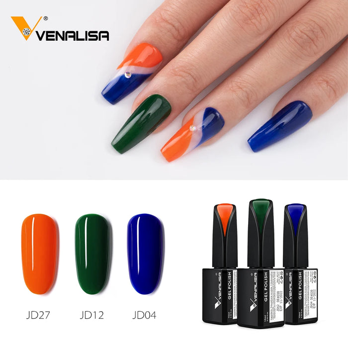 3pcs/kit Venalisa 15ml Nail Gel Polish Square Bottle Nail Salon Professional Nail Manicure Great Cover Gorgeous Glitter Color