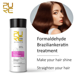PURC 8% Keratin Repair Hair Treatment Straightening Brazilian Smoothing Curly Dry Hair Shampoo Conditioner Hair Care Product Set