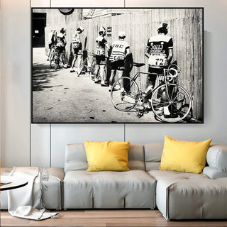 Black and White Bicycle Cyclist Print Bike Vintage Photo Poster Gift for Bathroom Decor Men Peeing Pissing Road Cycling Wall Art