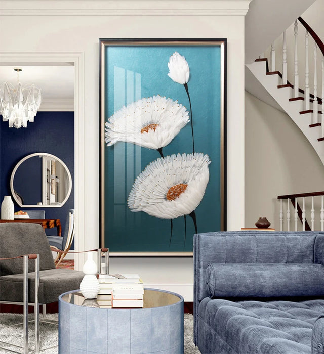 CX Entrance Decoration Mural Bedroom Light Luxury and Simplicity Modern Three-Dimensional Handmade Feather Decorative Painting