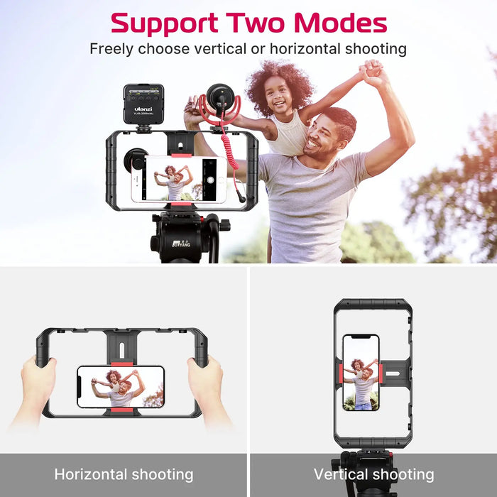 Ulanzi U-Rig Pro Smartphone Video Rig w 3 Shoe Mounts Filmmaking Case Handheld Phone Video Stabilizer Grip Tripod Mount Stand