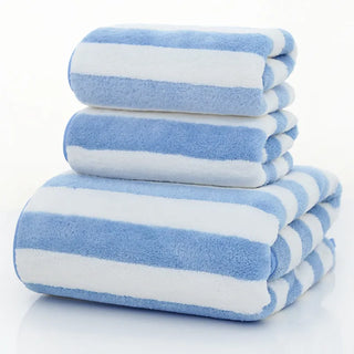 Drop Shipping microfiber stripe Towel Hotel Supplies for  Bath Shower Towel Face Towel Bath Spa Towel 3pcs/set
