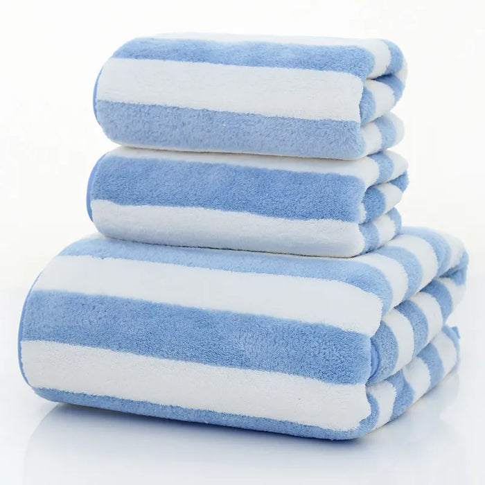 Drop Shipping microfiber stripe Towel Hotel Supplies for  Bath Shower Towel Face Towel Bath Spa Towel 3pcs/set