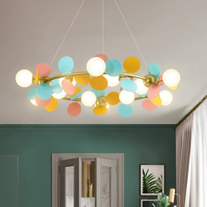 Nordic style art multicolor wreath living room led chandelier creative atmosphere diningroom master bedroom bar hanging lamps