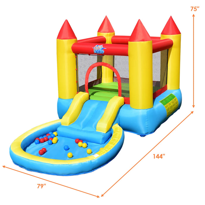 Inflatable Bounce House Kids Slide Jumping Castle Bouncer w/ balls Pool & Bag