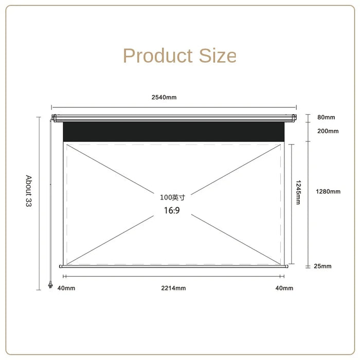 GY 100 Inch 16:9 Remote Control Electric Photon Screen 2.3 Times High Gain Projection Screen