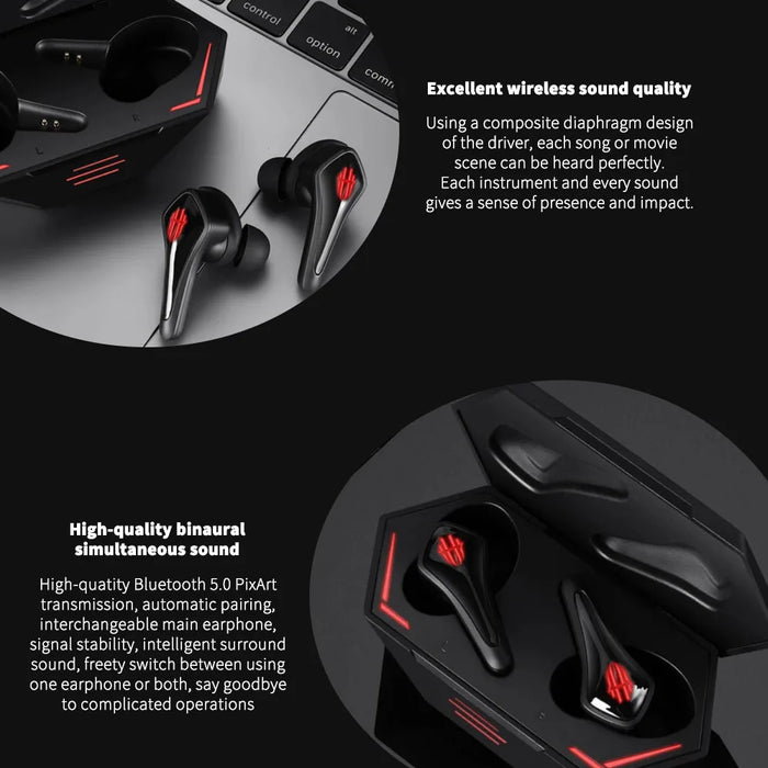 Global Version Original Nubia RedMagic TWS Gaming Earphones  Wireless Bluetooth Redmagic Cyberpods 4-16 hours battery life