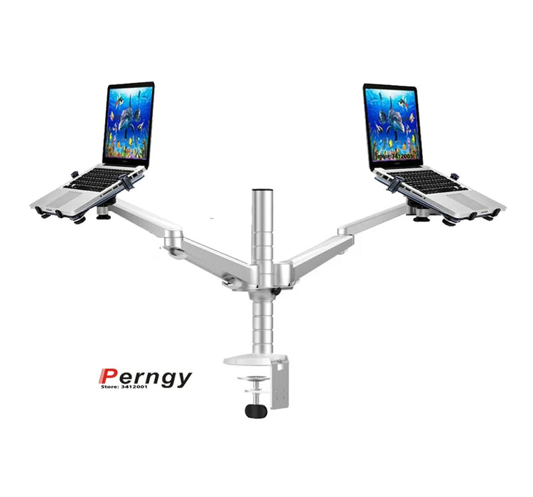 OA-12X aluminum alloy 2 In 1 Bracket adjustable Dual Arm double laptop desktop stand Holder For 10-15 inch Laptop+ 7"-10" tablet