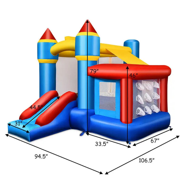 Inflatable Bounce House Castle Slide Bouncer Kids Basketball Hoop Without Blower