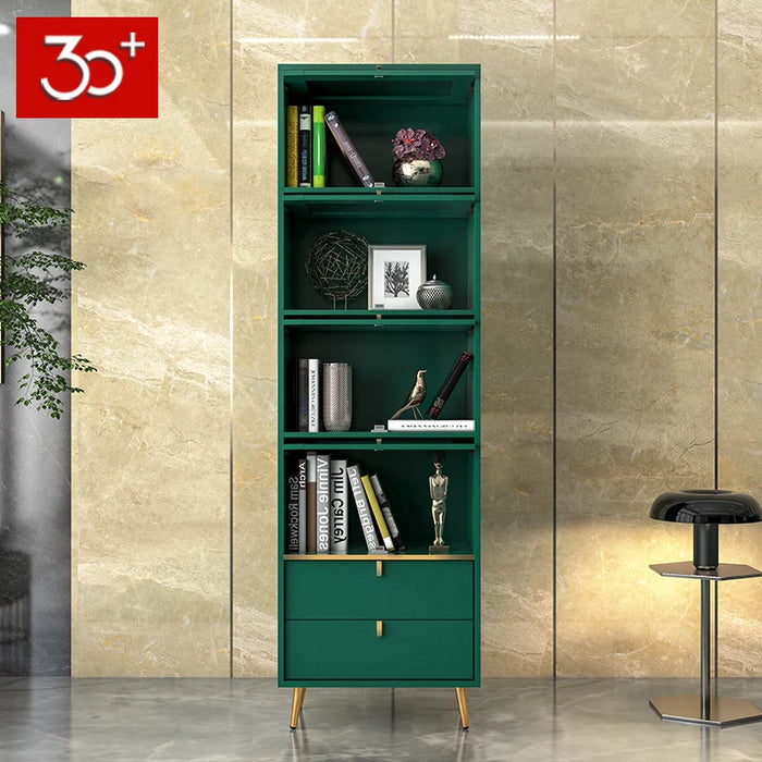 TT Nordic Bookcase Shelf Combination Modern Minimalist Living Room Study Floor with Glass Door