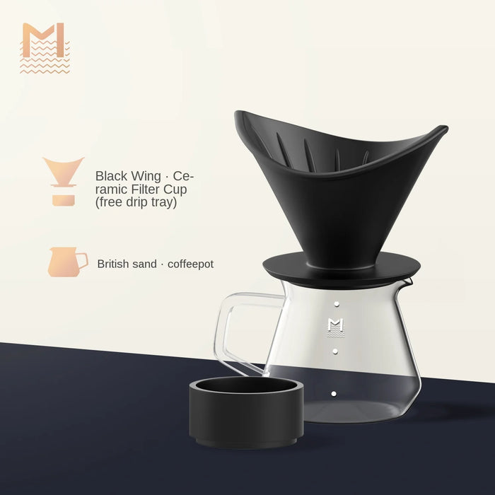 TT Black Hand Made Coffee Maker Set Coffee Filter Cup Appliance Narrow Mouth Filter Pot Manual Filter Cup Coffeepot