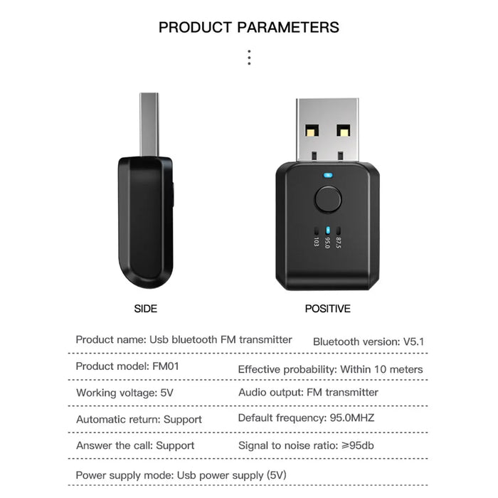 Car Bluetooth 5.1 FM01 Transmitter Receiver Handsfree Call Mini USB Power Car Kit Auto Wireless Audio For Car Fm Radio