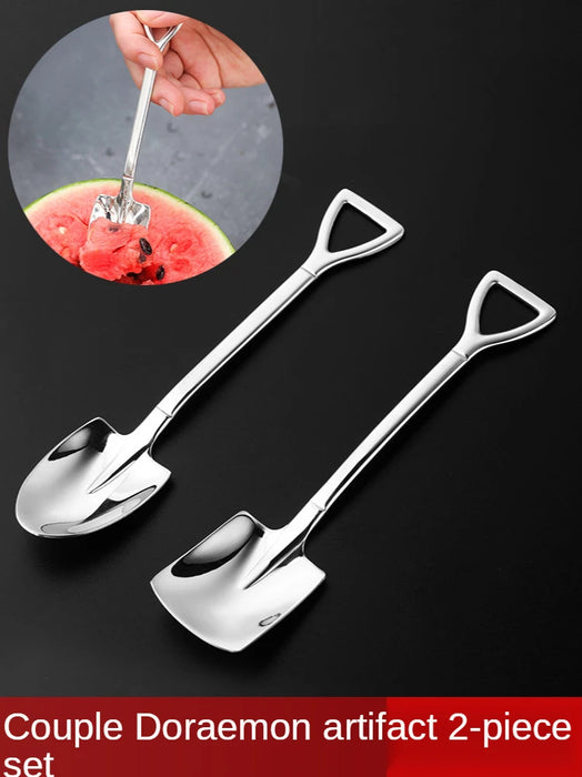 zq Couple Doraemon Dedicated Spoon Stainless Steel Creative Large Small Shovel Spoon Free Shipping