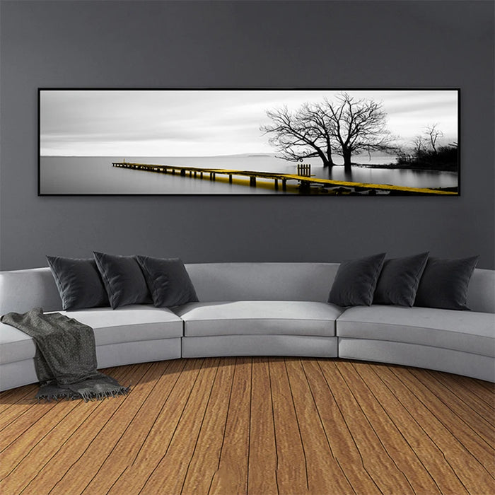 Sea Yellow Boat Bridge Tower Posters And Prints Landscape Pictures For Home Canvas painting Wall Art For Living Room Decoration